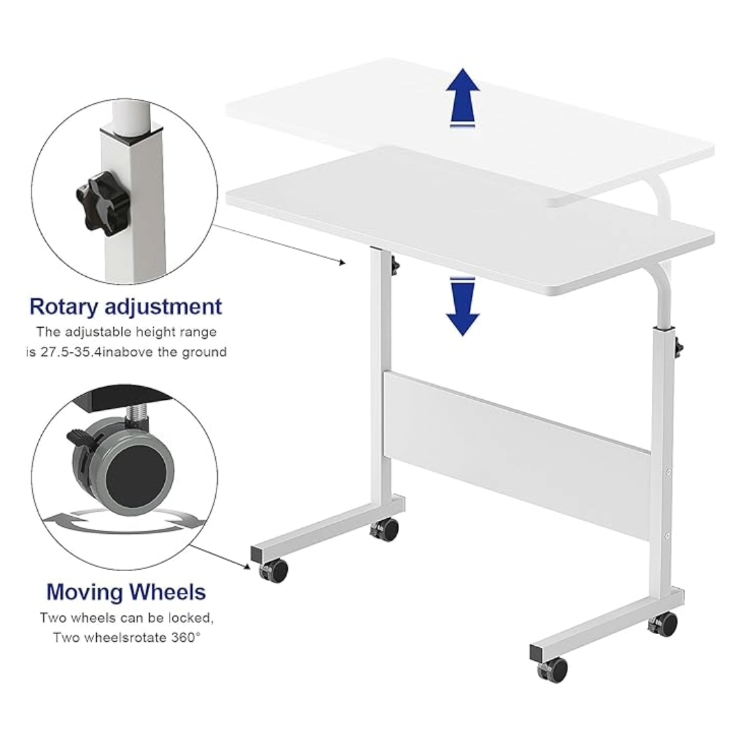 Portable Laptop Desk Adjustable Study Office Table (White)