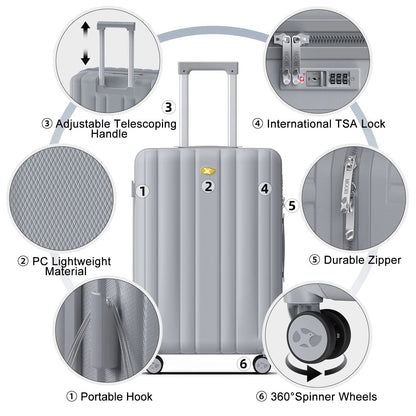 3 Piece Luggage Sets NZ – Lightweight Expandable Hard Shell Suitcase | NordGlide | Grey