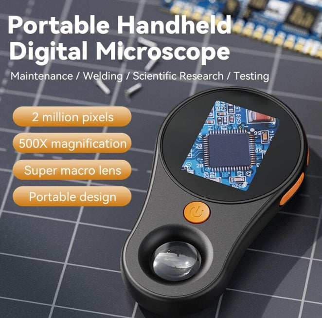 500X Magnification Handheld Digital Microscope 2MP 1920x1080P 2.0 Inch IPS Screen