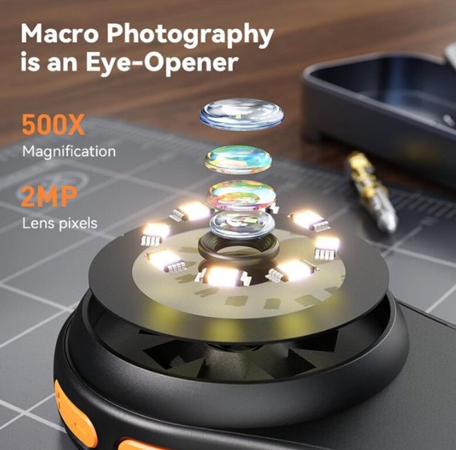 500X Magnification Handheld Digital Microscope 2MP 1920x1080P 2.0 Inch IPS Screen