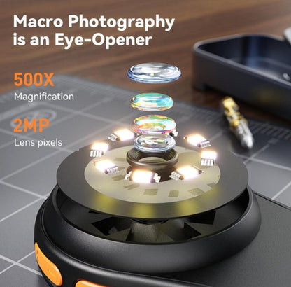 500X Magnification Handheld Digital Microscope 2MP 1920x1080P 2.0 Inch IPS Screen