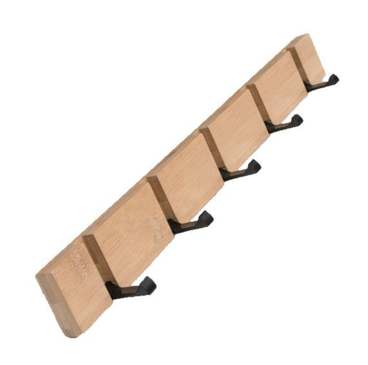 5 Hooks Hanger Row Hook Wall Coat Hanger Wooden Peg Farmhouse Key Holder Bamboo