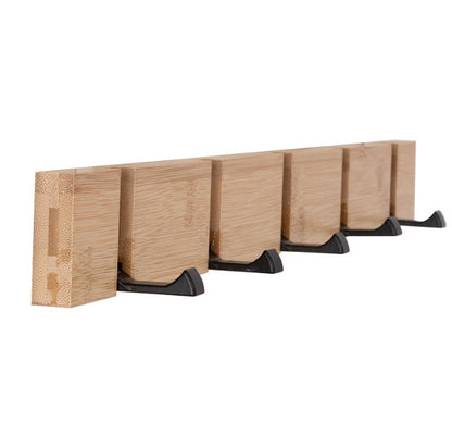5 Hooks Hanger Row Hook Wall Coat Hanger Wooden Peg Farmhouse Key Holder Bamboo