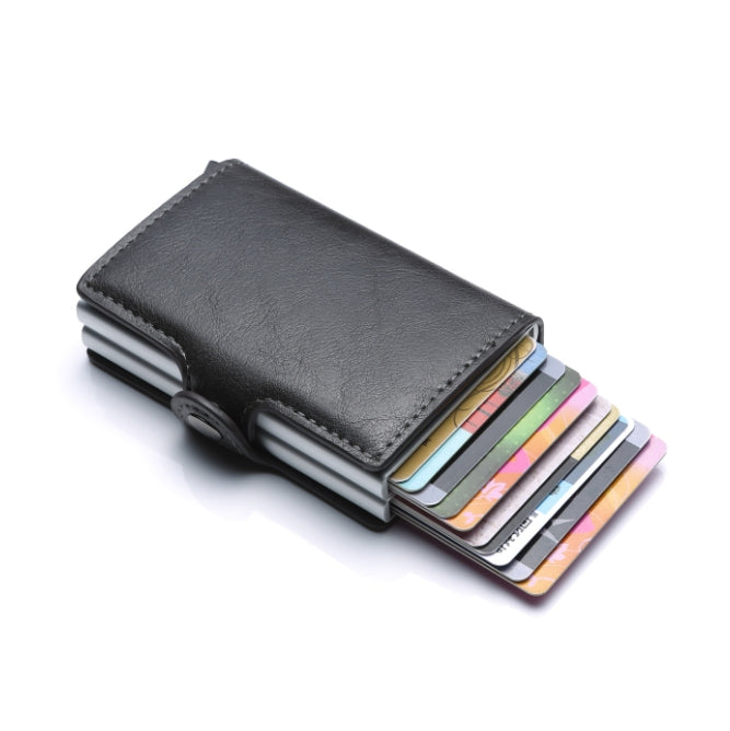 Double-Layer Aluminum Alloy Anti-Theft Brush Metal Card Holder