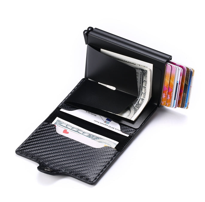 Double-Layer Aluminum Alloy Anti-Theft Brush Metal Card Holder
