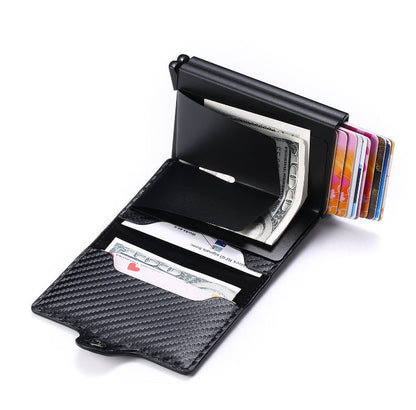 Double-Layer Aluminum Alloy Anti-Theft Brush Metal Card Holder