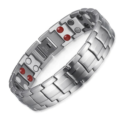 Silver Double Row Bio Elements Energy Germanium Bracelet
