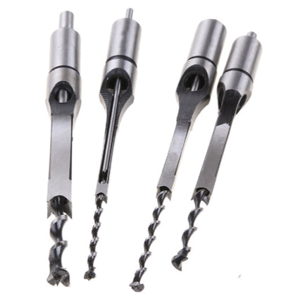 4pcs HSS Square Hole Woodworking Mortise Drill Bit Set