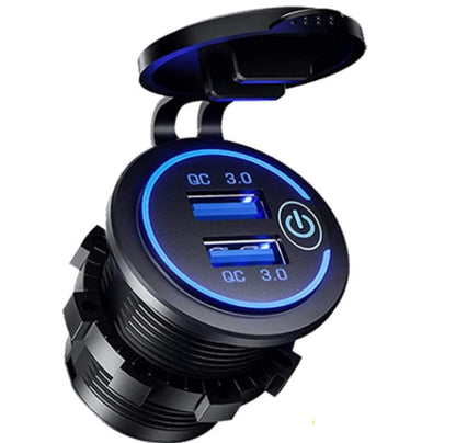 Quick Charge 3.0 Dual USB Power Outlet with Touch Switch Waterproof 12V/24V