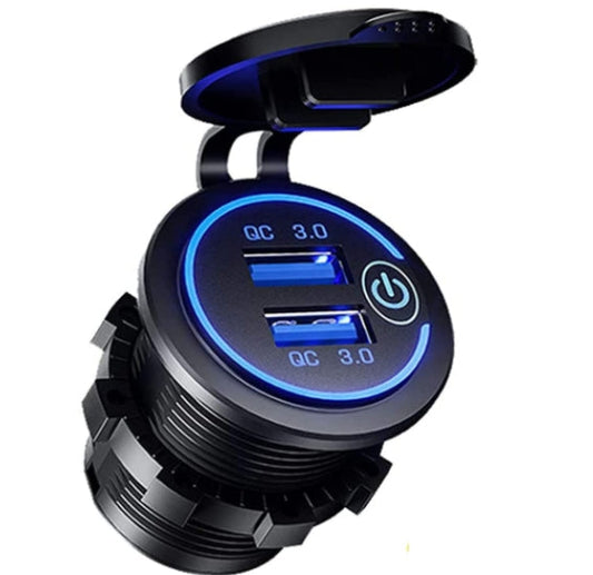 Quick Charge 3.0 Dual USB Power Outlet with Touch Switch Waterproof 12V/24V