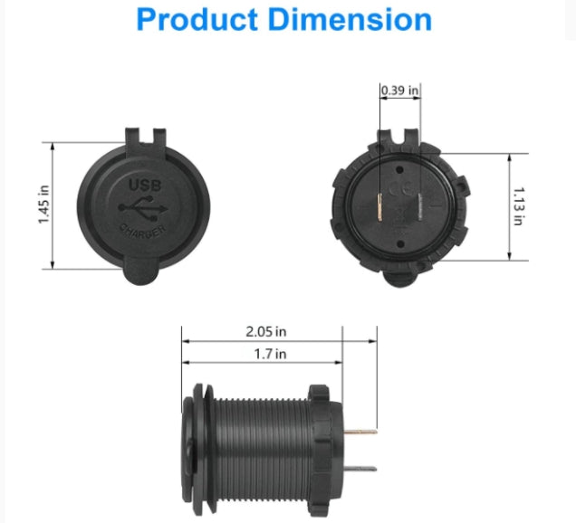 Quick Charge 3.0 Dual USB Power Outlet with Touch Switch Waterproof 12V/24V