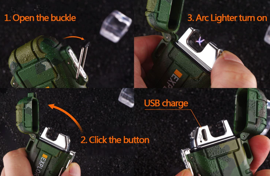 Dual Arc Lighter Double Arc Plasma USB Lighter Rechargeable Flameless Water... B