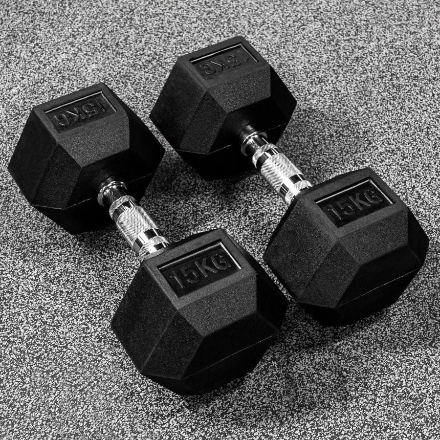 Dumbbell Set - 2 x 15kg Hex Weights