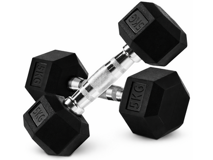 Dumbbell Set - 2 x 5kg Hex Weights