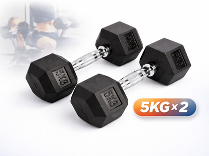Dumbbell Set - 2 x 5kg Hex Weights