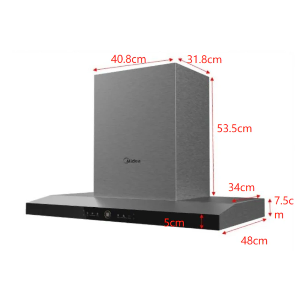 Midea 90cm T-Shape Rangehood - Steam Wash E88