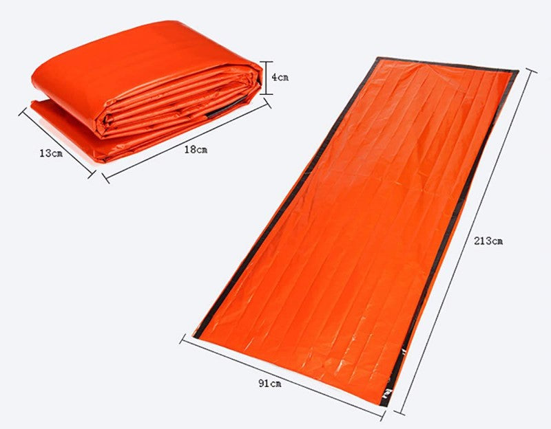 Orange emergency sleeping bag
