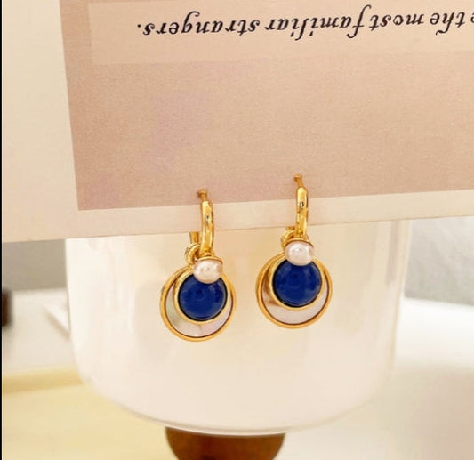 Embellique 2 in 1 Natural Shell with Pearl Drop earrings