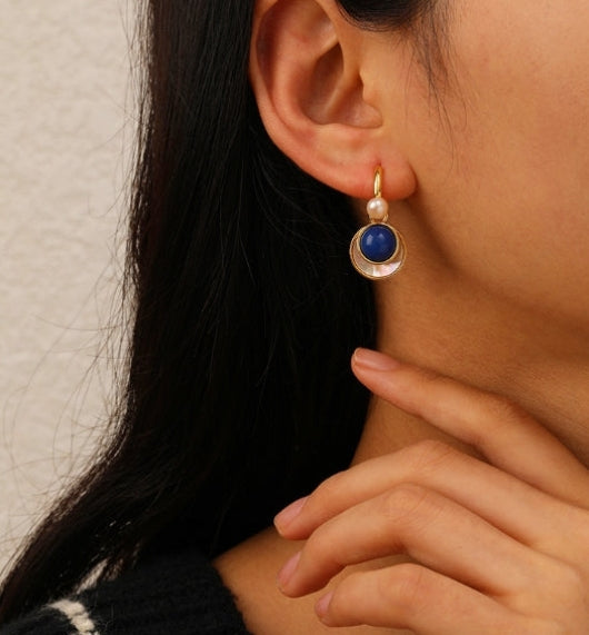 Embellique 2 in 1 Natural Shell with Pearl Drop earrings