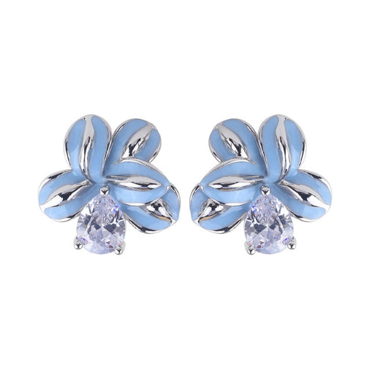 Embellique crystal glass gold-plated brass enamel drop earrings French iris