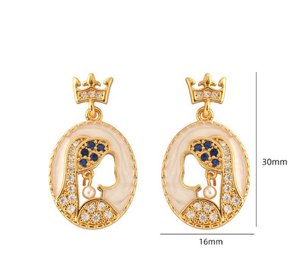 Earrings Embossed with Gold Colour Coin Earrings with Crystal and Pearls