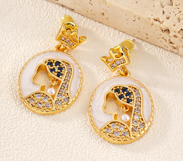 Earrings Embossed with Gold Colour Coin Earrings with Crystal and Pearls