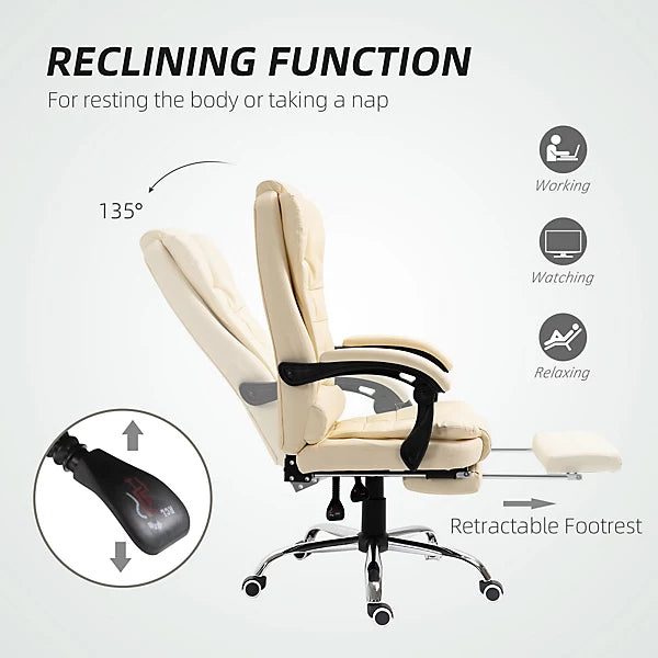 Ergonomic Office Chair with Massager and Footrest Gaming Chair
