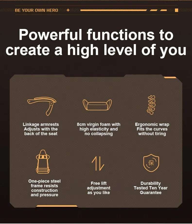 Ergonomic Office Chair with Massager and Footrest Gaming Racing Chair