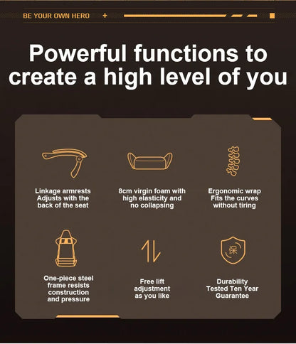 Ergonomic Office Chair with Massager and Footrest Gaming Racing Chair