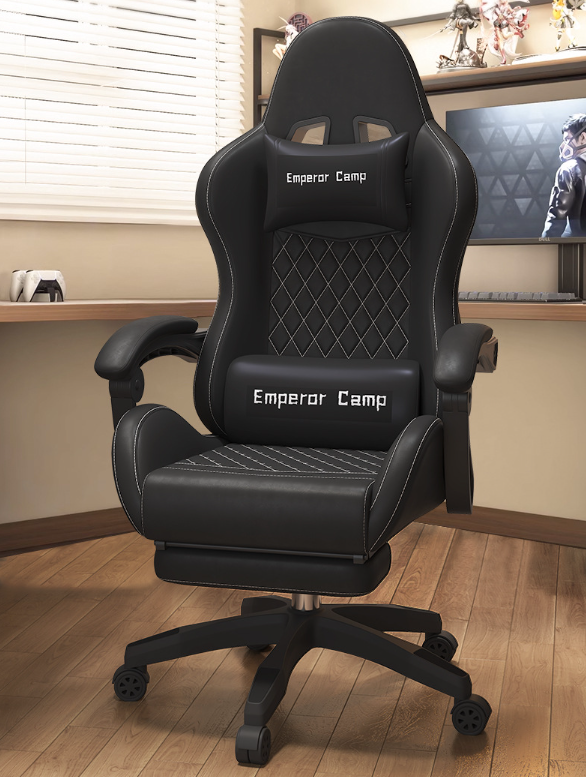Ergonomic Office Chair with Massager and Footrest Gaming Racing Chair