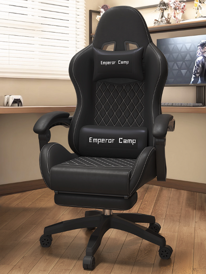 Ergonomic Office Chair with Massager and Footrest Gaming Racing Chair