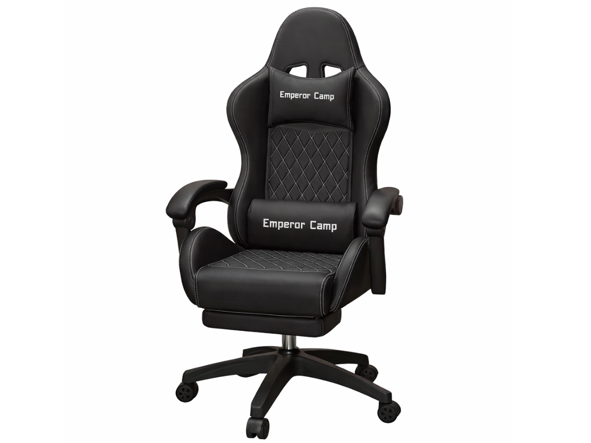 Ergonomic Office Chair with Massager and Footrest Gaming Racing Chair