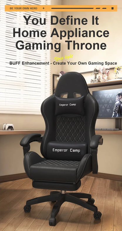 Ergonomic Office Chair with Massager and Footrest Gaming Racing Chair