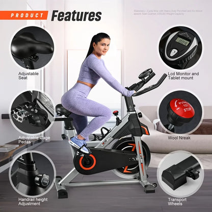 Adjustable Exercise Bike Spin Bike Heavy Duty