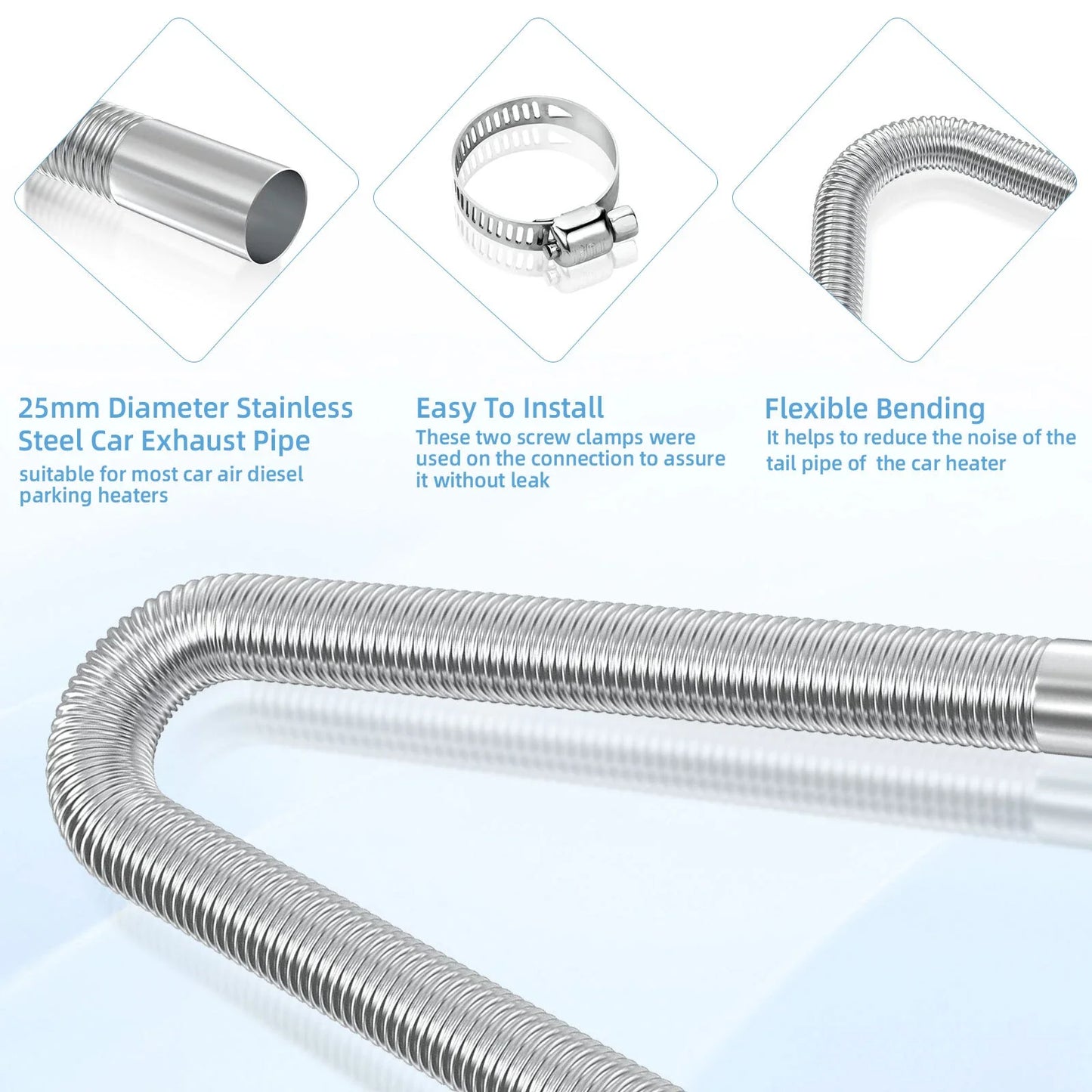 Exhaust Pipe Hose Air Diesel Heating Car Parking Silencer Muffler Filter