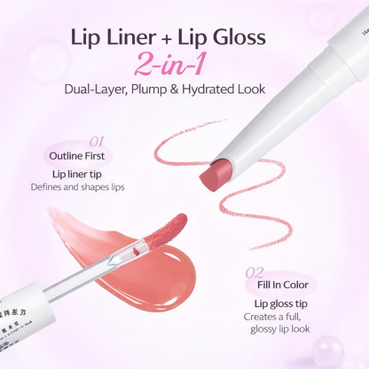 Flortte Rainbow Bubbles Series Dual-Ended Lip Liner & Lip Gloss Pencil