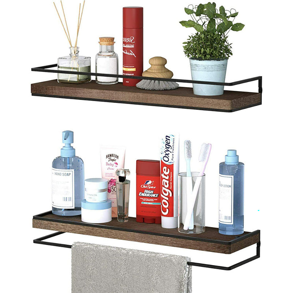 Rustic wood floating shelves