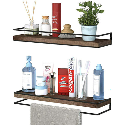 Rustic wood floating shelves