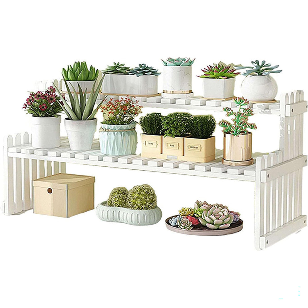 white bamboo plant stand