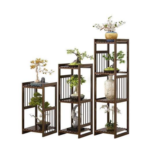 Bamboo flower pot stand full view