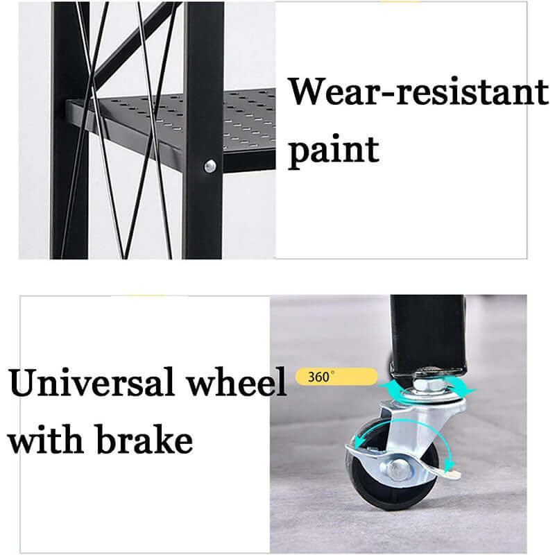 Foldable 5 Tier Kitchen Trolley Shelving Unit with Wheels - The Shopsite