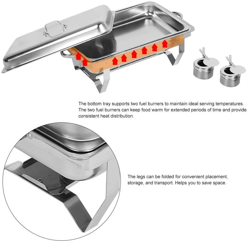 Chafing dish handles close up