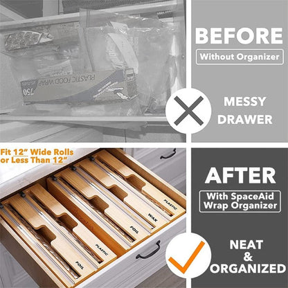 Space saving wrap holder