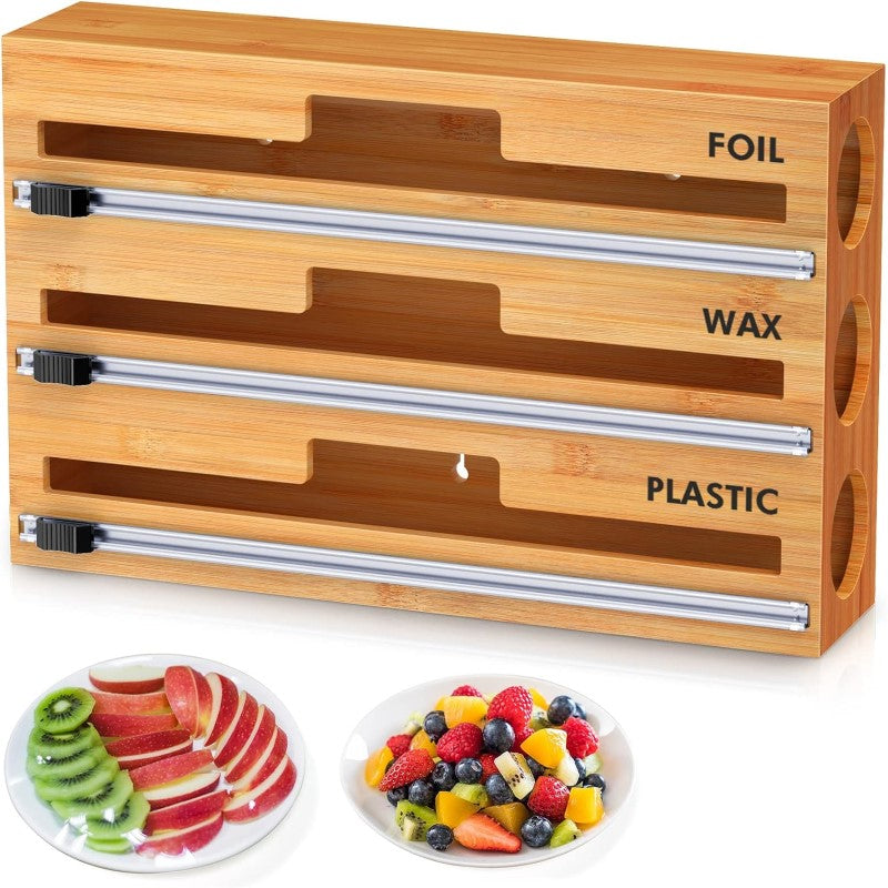 Wrap dispenser with cutter