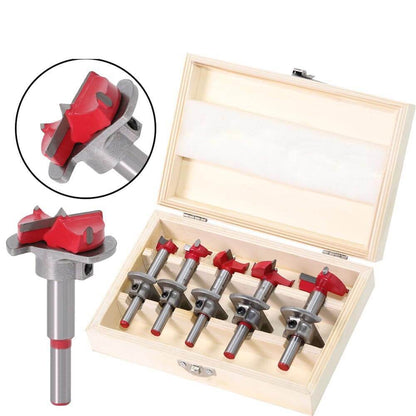 5pcs Forstner Drill Bit Woodworking Hole Saw Cutter Bits 15/20/25/30/35mm Forstner Bits - The Shopsite