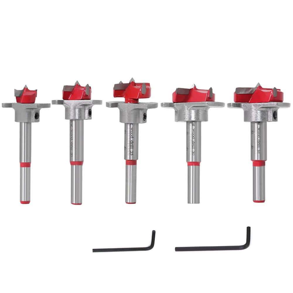 5pcs Forstner Drill Bit Woodworking Hole Saw Cutter Bits 15/20/25/30/35mm Forstner Bits - The Shopsite