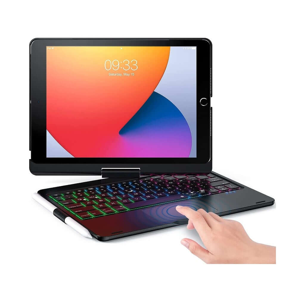 iPad 9th 8th 7th 10.2" 2021 2020 2019 360 Rotatable Backlit Bluetooth Keyboard