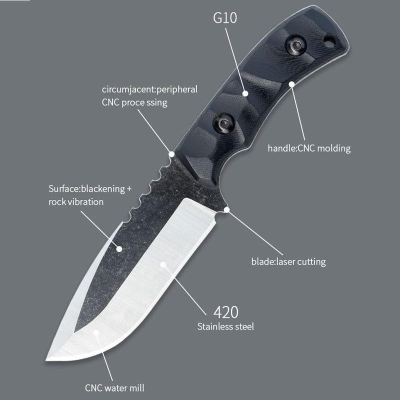 Tactical Fixed Bade Knife G10 Handle Hunting Fishing