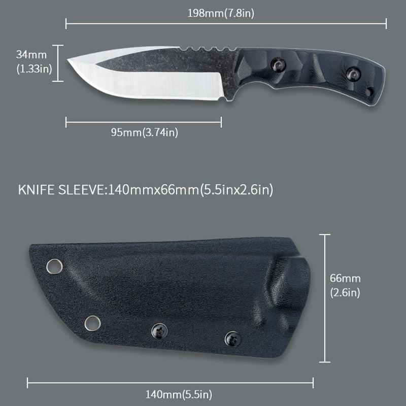 Tactical Fixed Bade Knife G10 Handle Hunting Fishing