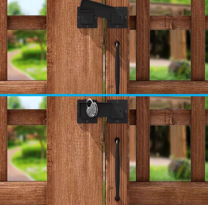 Flip Gate Latch for Outdoor Fence - 4mm Heavy Duty Carbon Steel Heavy Duty Gate Latch Lock with Adjustable Padlock Holes